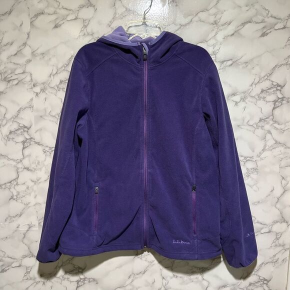 L.L. Bean Polartec Purple Fuzzy Two Toned Hoodie - Picture 1 of 10